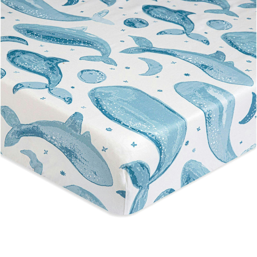 Caspian Whale Cotton Fitted Crib Sheet