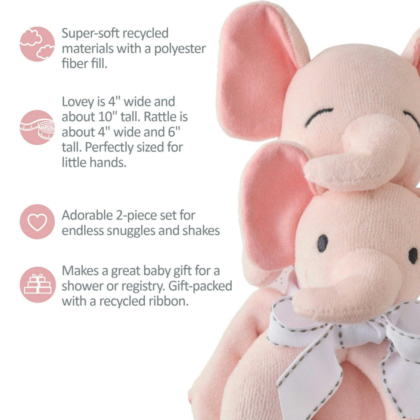SNUGGLE + SHAKE - Baby Lovey Security Blanket Toy and Rattle Set