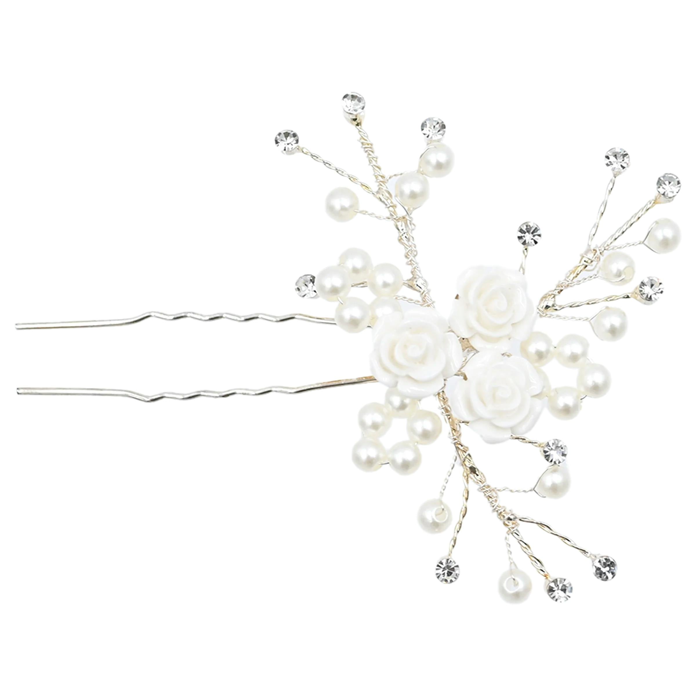 Crystal Blooming Pearl Rose Hair Pin