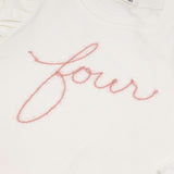 Millie Long Sleeve Tee in 'four' Pink Eyelash Writing