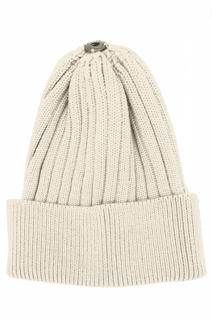Ribbed Flat Wool Blend Hat (Snap On Pom Sold Separately)