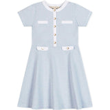 Organic Short Sleeve French Terry Contrast Trim Dress, Blue