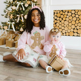 Gingerbread Sequin Patch Christmas Long Sleeve Romper