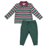 Rugby Stripe Green - Long Sleeve Polo and Jogger