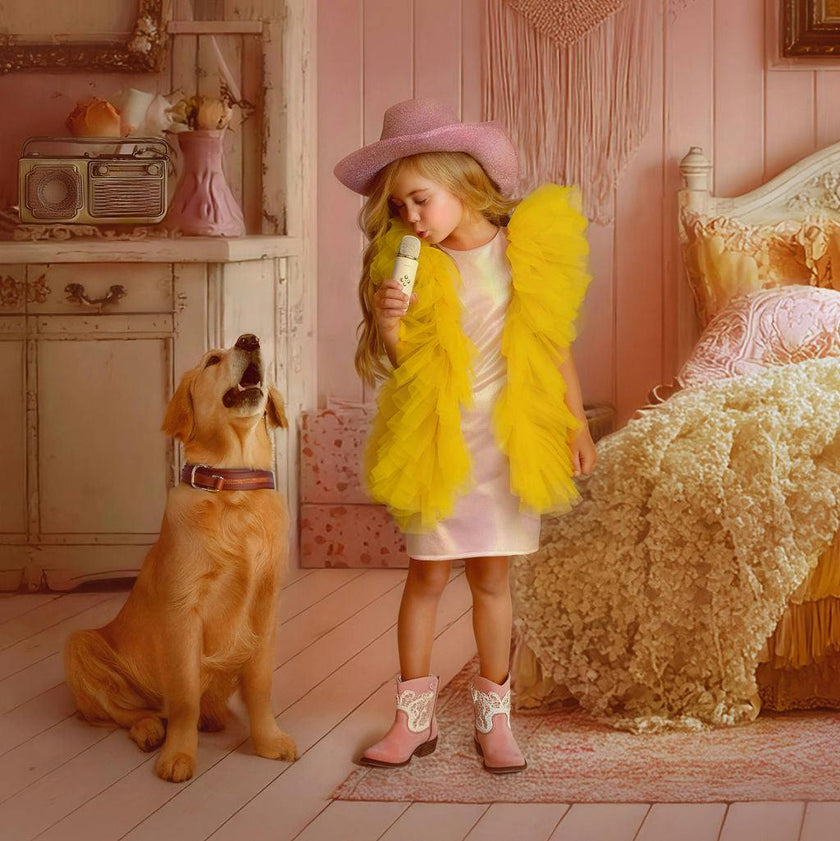Radiant Yellow Fairy Wings Tulle Birthday Dress for Girls