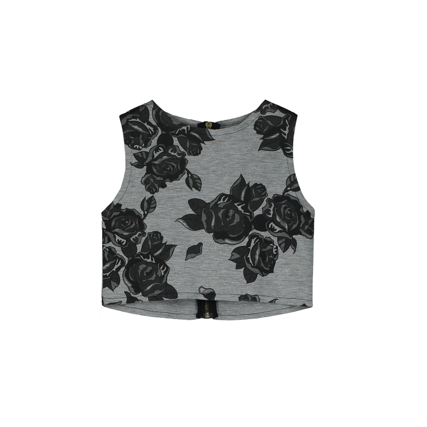 Black Flower Neoprene Top