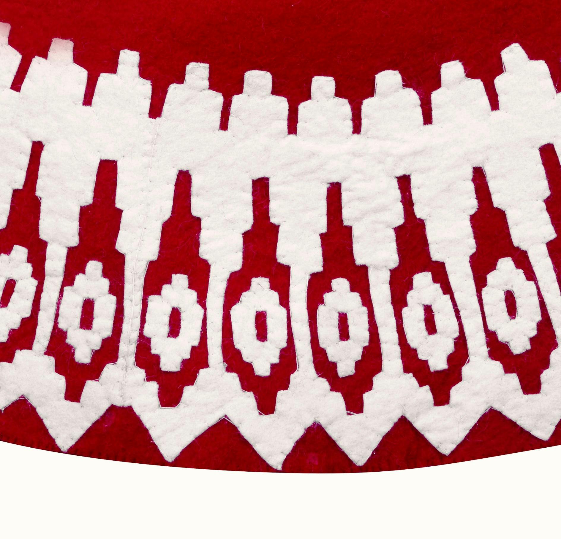 Handmade Scandinavian Design Felt Christmas Tree Skirt Red 60