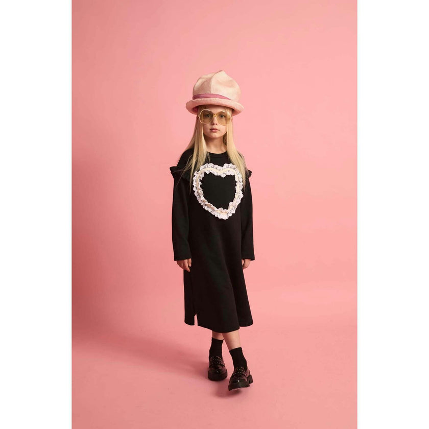 Lace Heart Dress Black