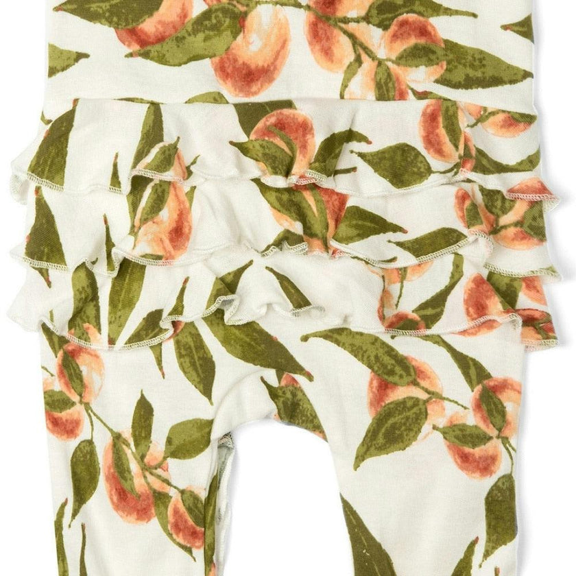 Peaches Organic Cotton Ruffle Zipper Footed Romper