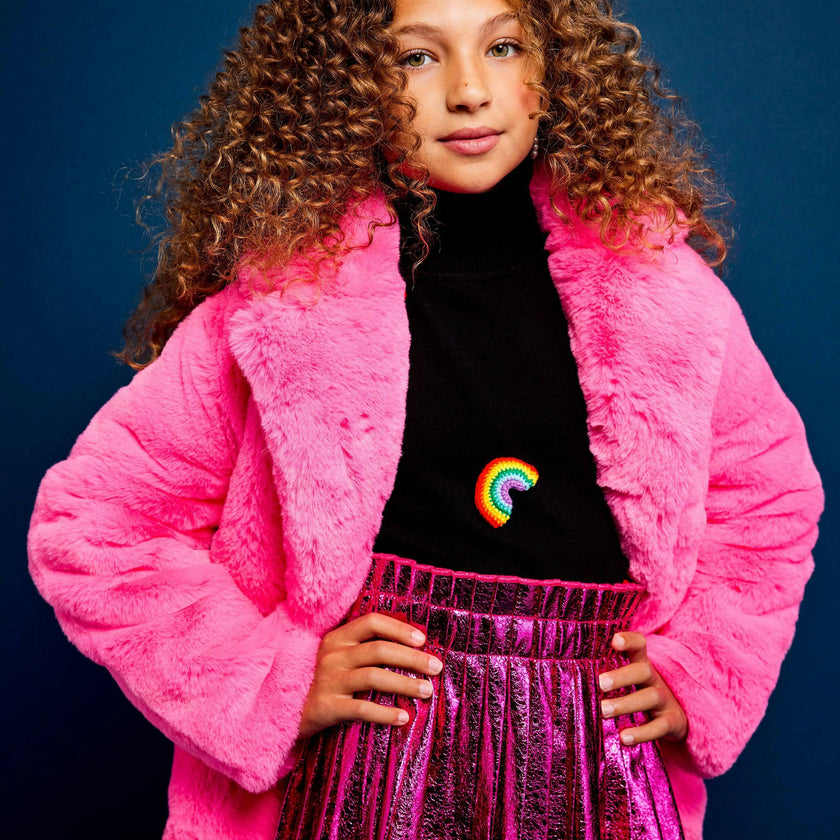 Hot Pink Faux Fur Coat