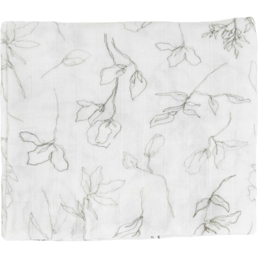 Organic Cotton Muslin Swaddle Blanket 2 Pack - Pencil Floral