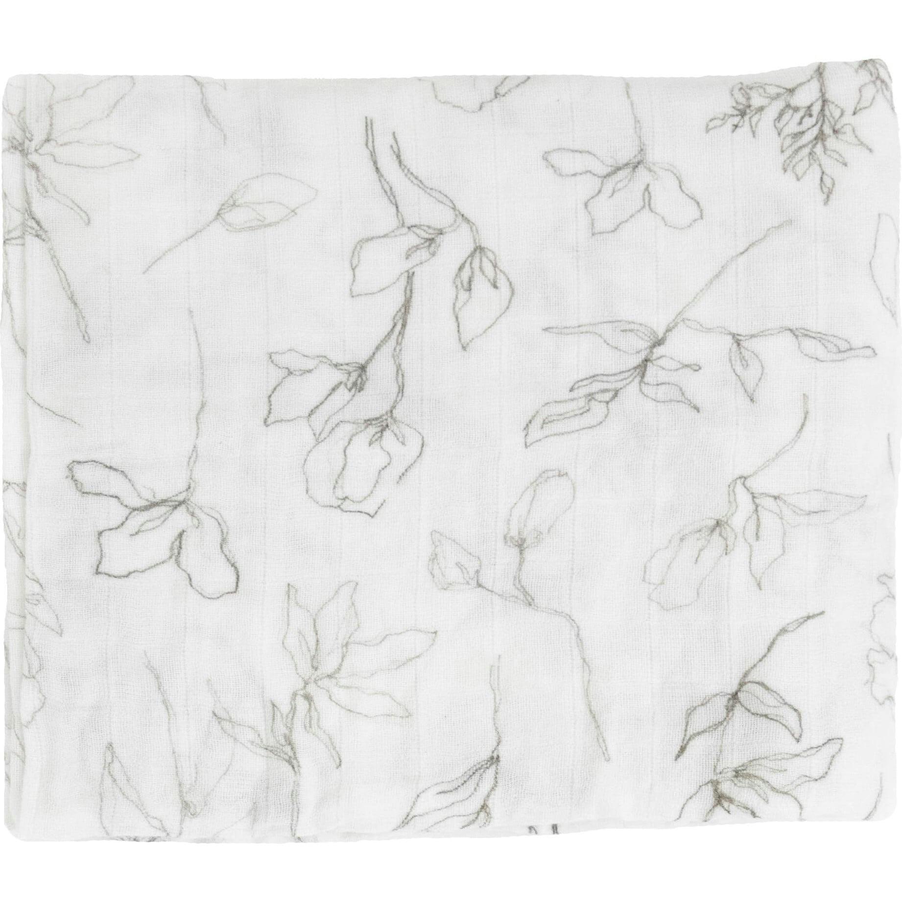 Organic Cotton Muslin Swaddle Blanket 2 Pack - Pencil Floral