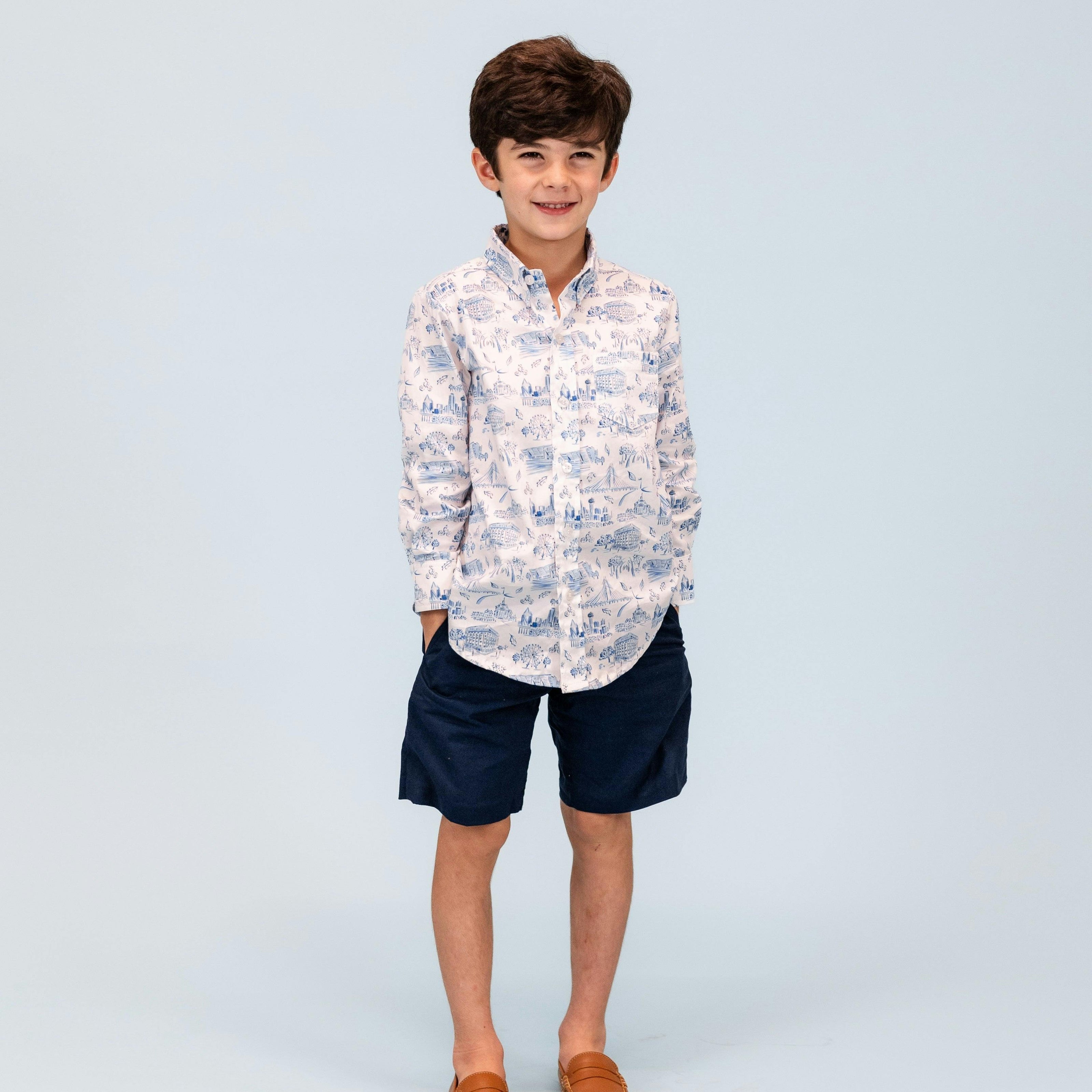Bates Boy Button Down - Dallas Print