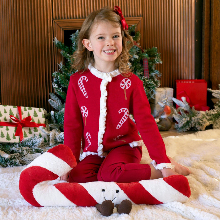 Candy Cane Intarsia Cardigan