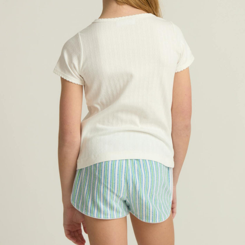 girls tamarin stripe french terry short