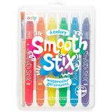 Smooth Stix Watercolor Gel Crayons - Includes Paintbrush - Set of 6