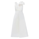 White Theia Bow-Embellished Dress