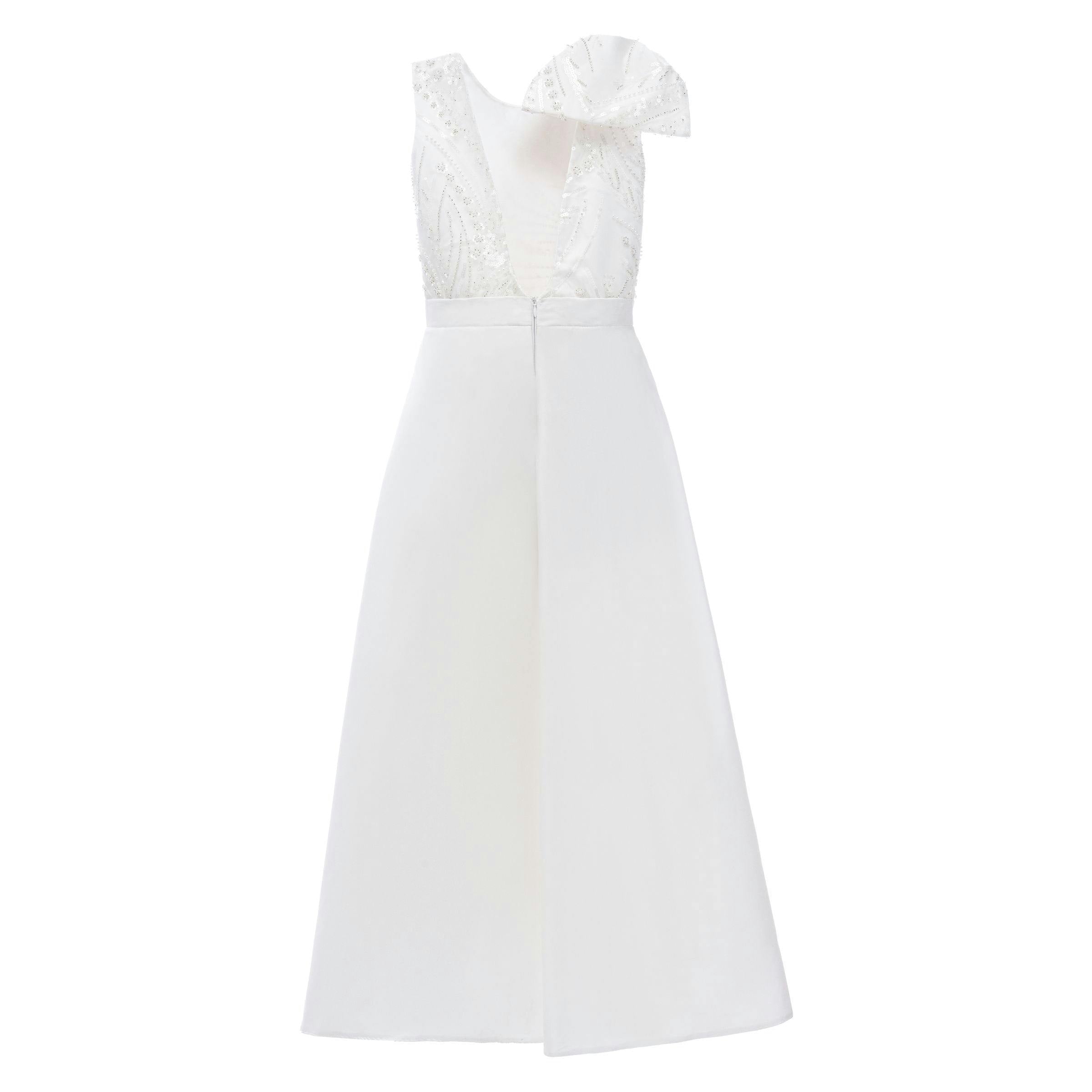 White Theia Bow-Embellished Dress