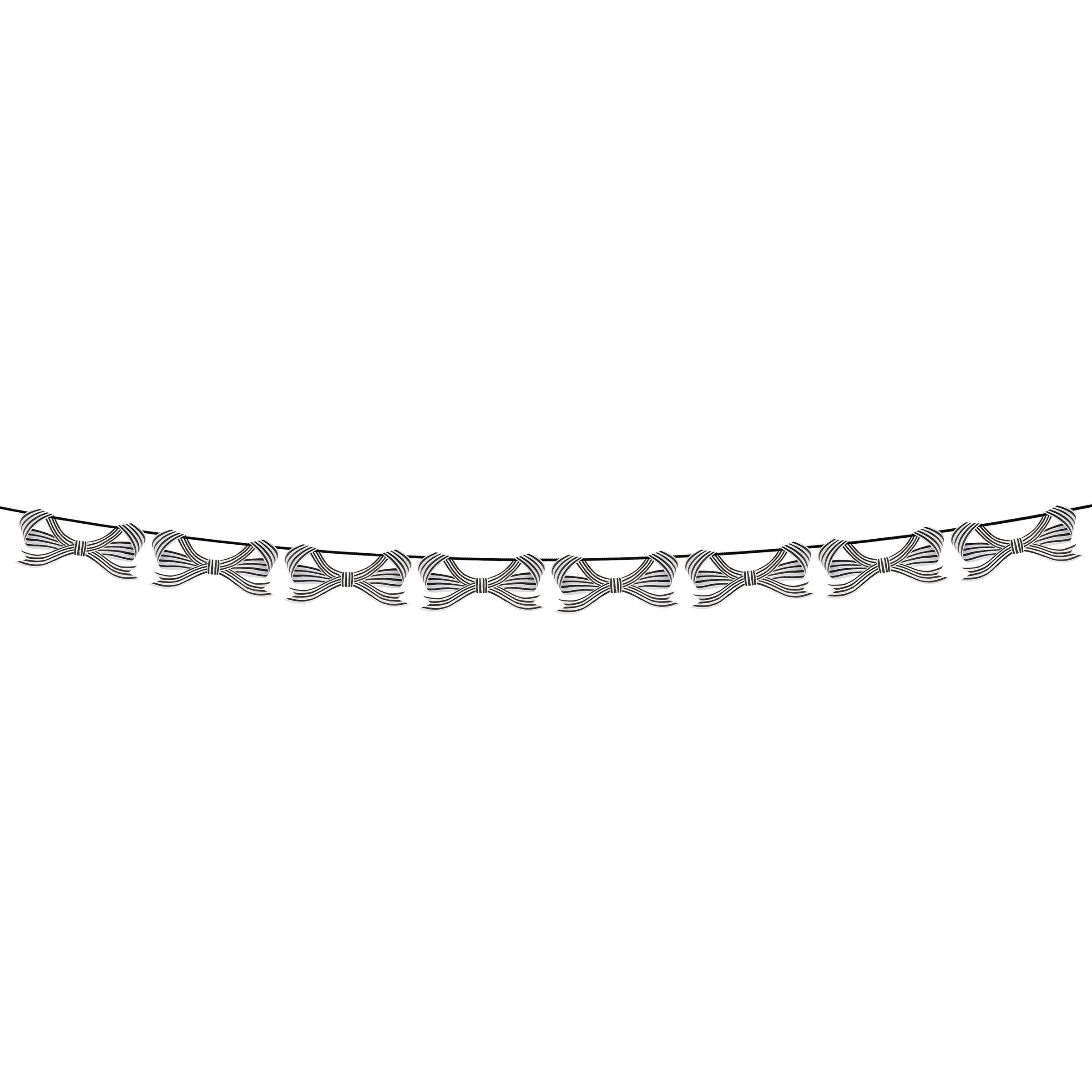 Black & White Stripy Bow Garland