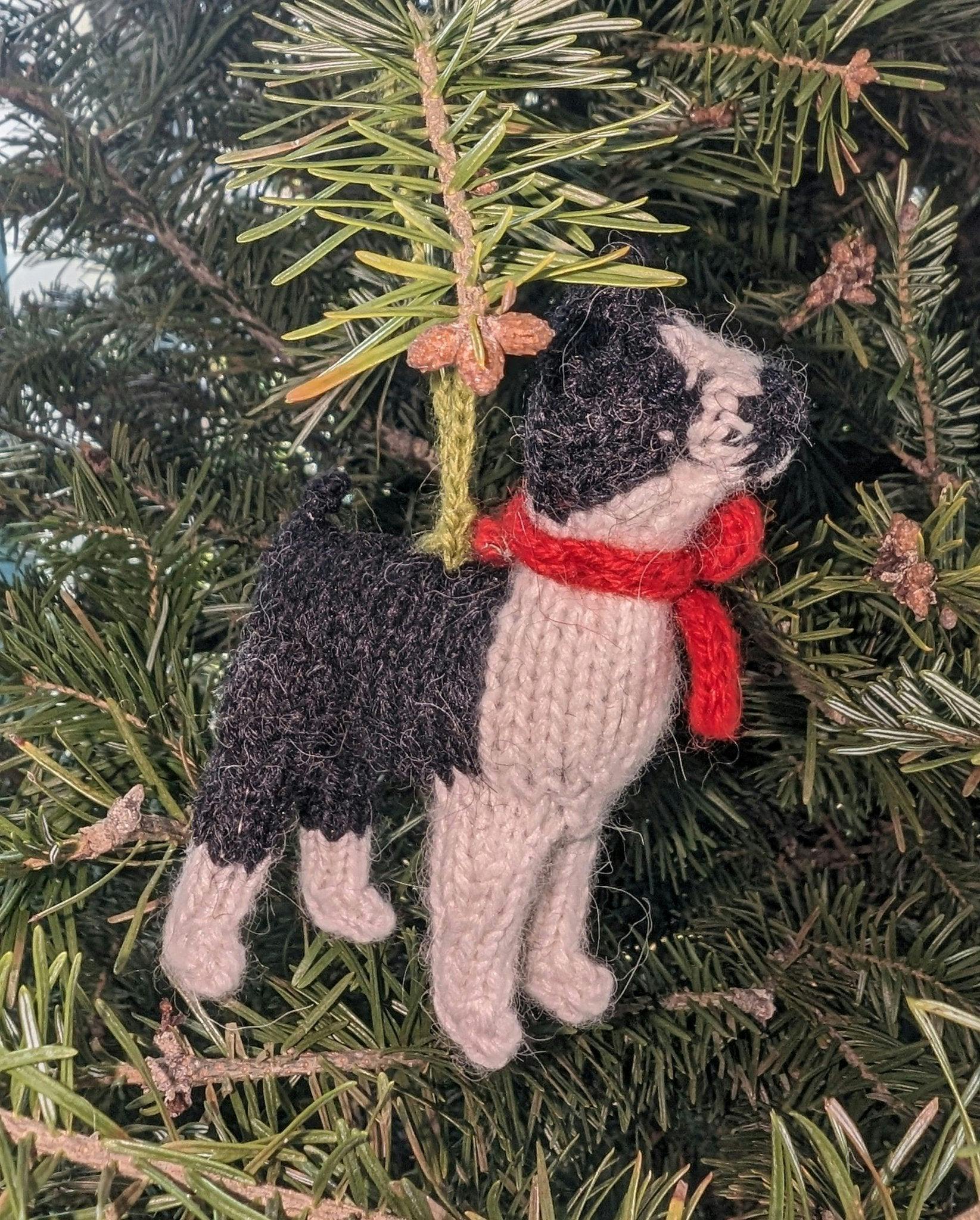 Boston Terrier Hand Knit Christmas Ornament Arcadia Home