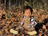 JASPER Grey/White/Beige Plaid Woven Onesie
