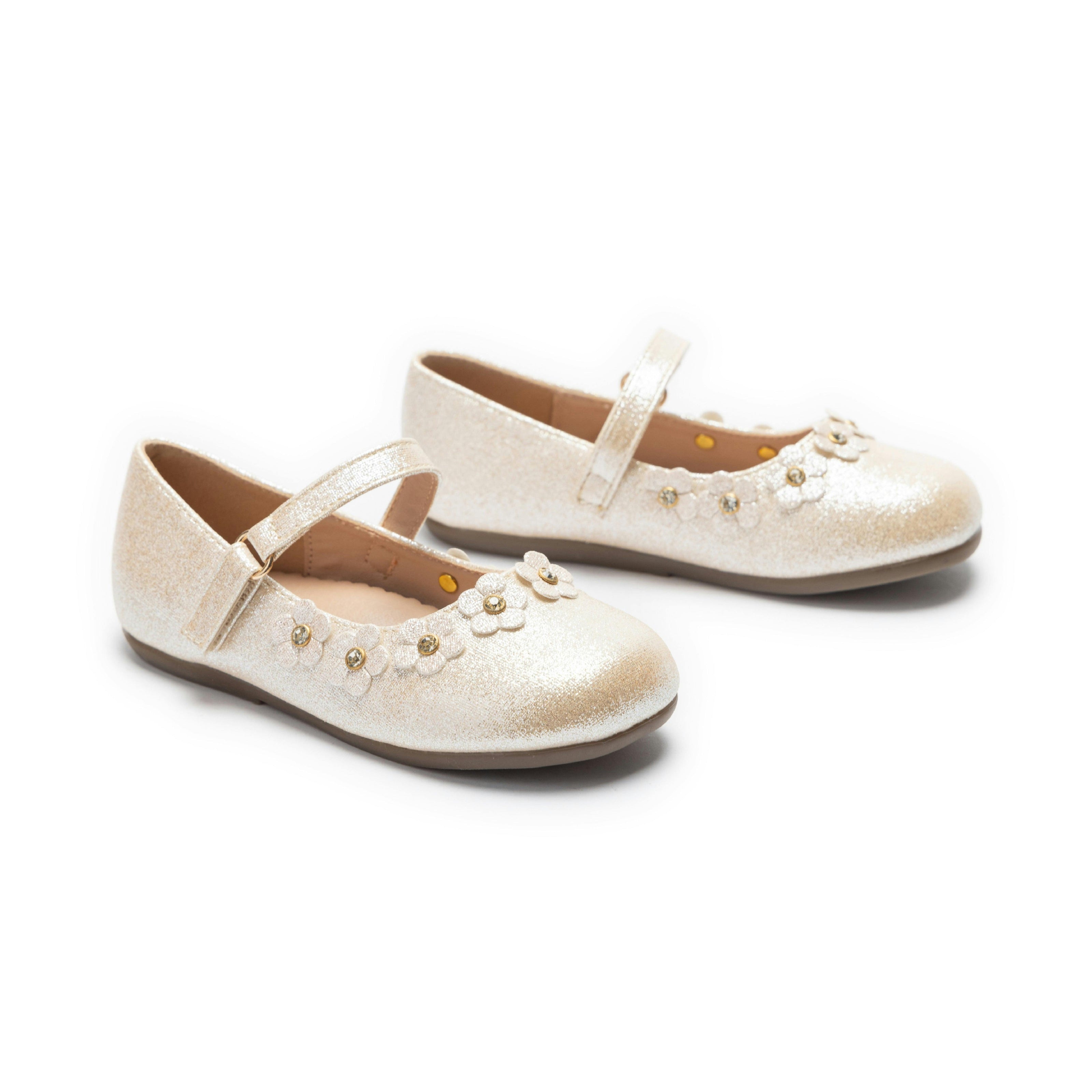 Gold Aurelia Flower Shoes