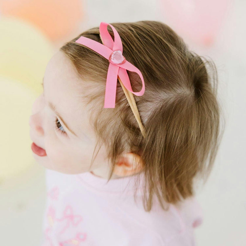 Dainty Heart Bow Baby Headband