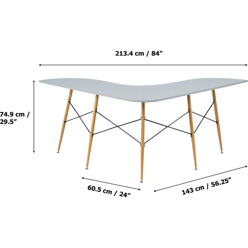 Roberto L-Shaped Corner Desk with Wood and Metal Details