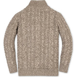 Organic Long Sleeve Half Zip Cable Pullover Sweater, Brown