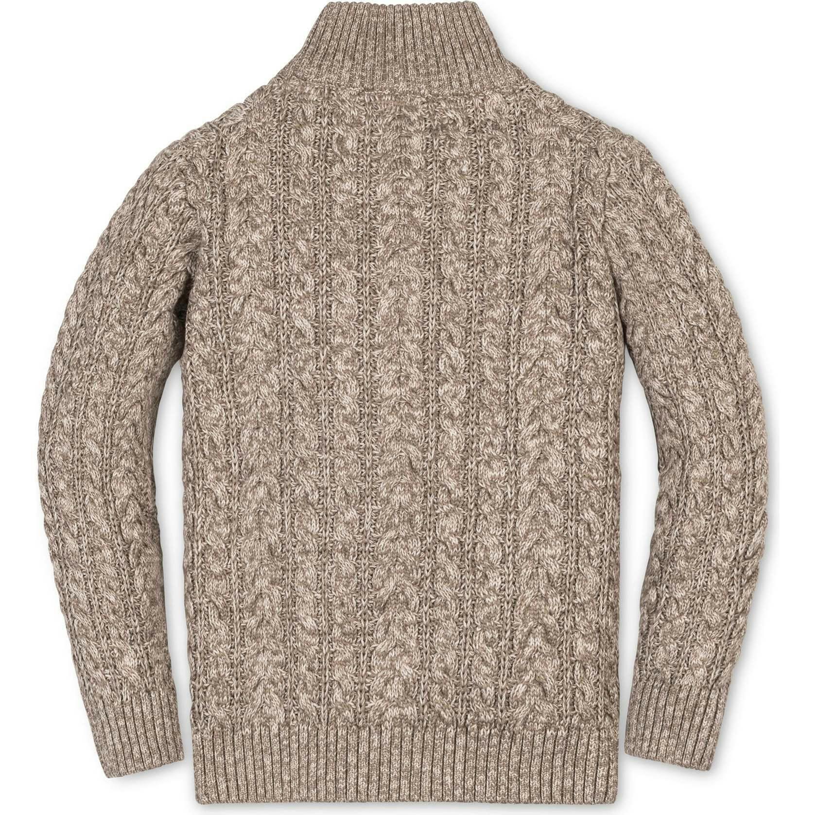 Organic Long Sleeve Half Zip Cable Pullover Sweater, Brown