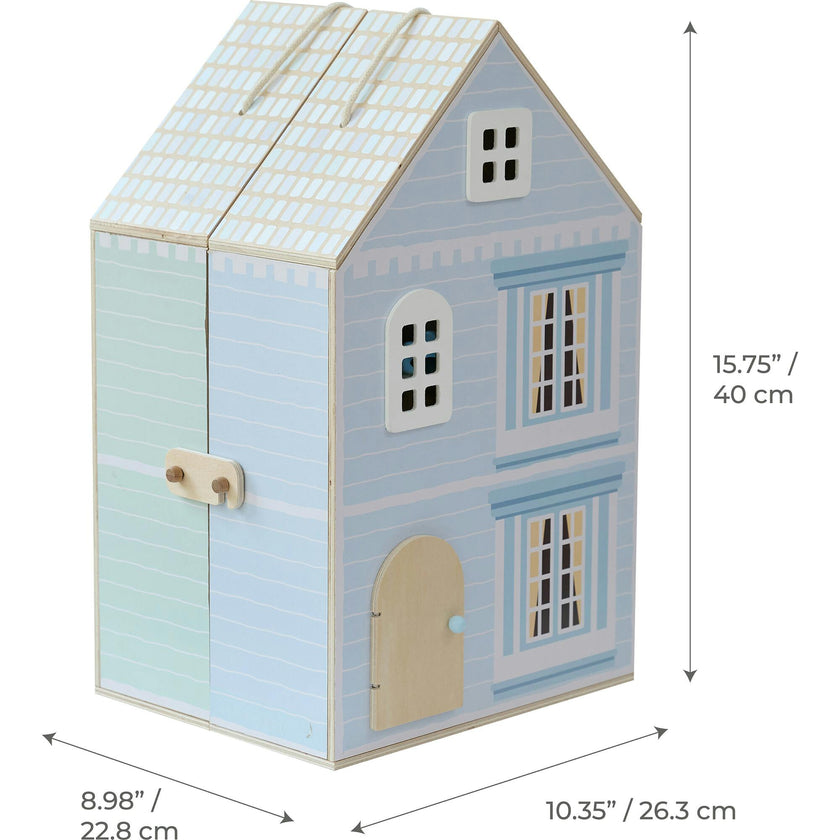 Olivia's Little World The Lovely Townhouse Wooden Carry-On Dollhouse With 18 Accessories