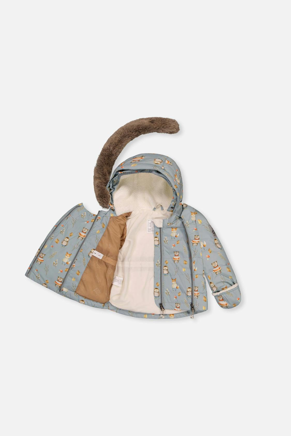 Baby Two Piece Snowsuit Blue Animal Print