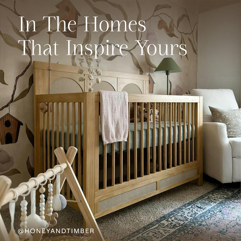 Eloise 4-in-1 Convertible Crib in Honey and Performance Sand Eco-Weave
