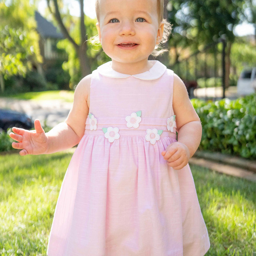 Linen Look Dress & Bloomer With Flowers