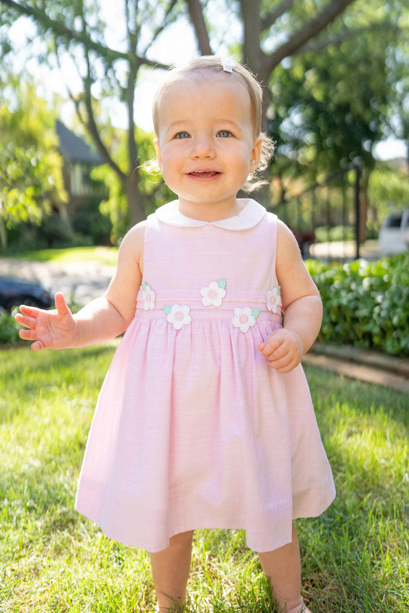 Linen Look Dress & Bloomer With Flowers