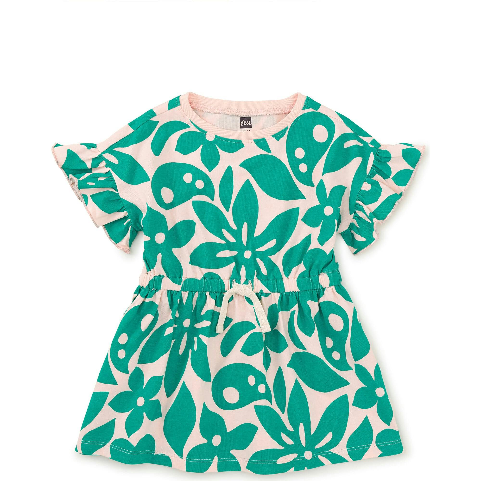 Tie Waist Short Flutter Sleeve Dress, Multi