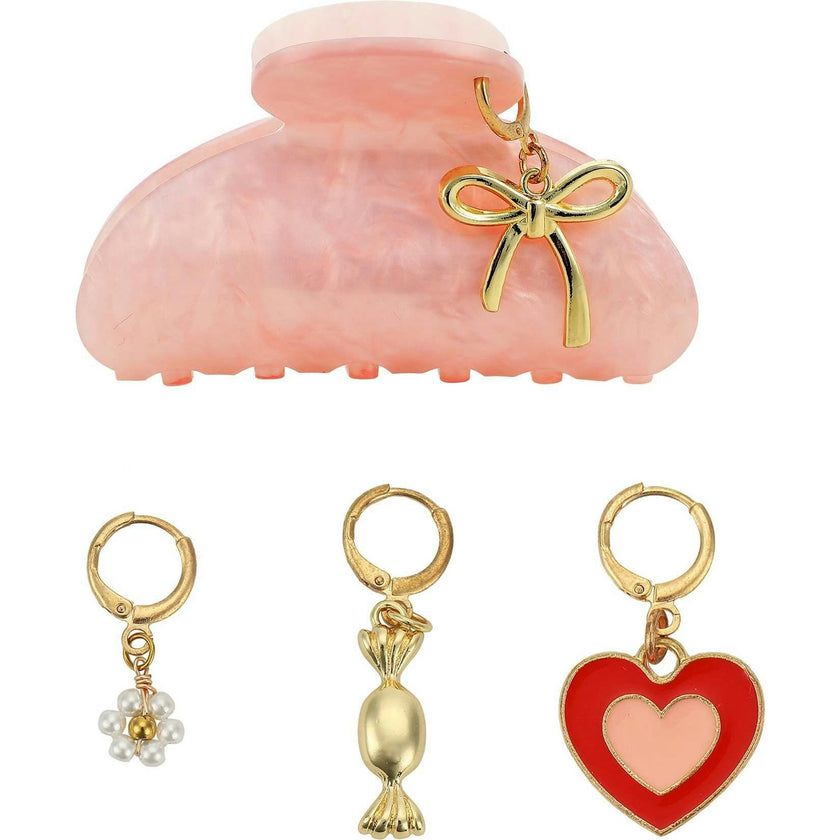 Sweetheart Claw Clip and Charms Set (includes 4 charms)
