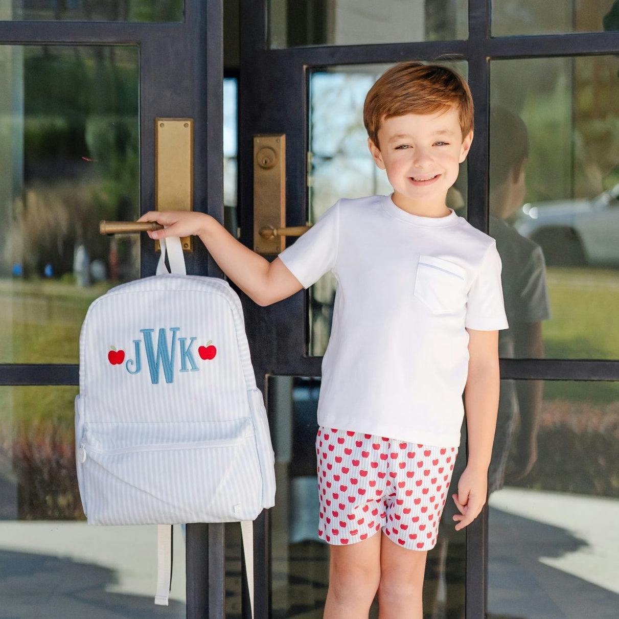 Walker Boys' Short Set - Schoolhouse Apples Blue