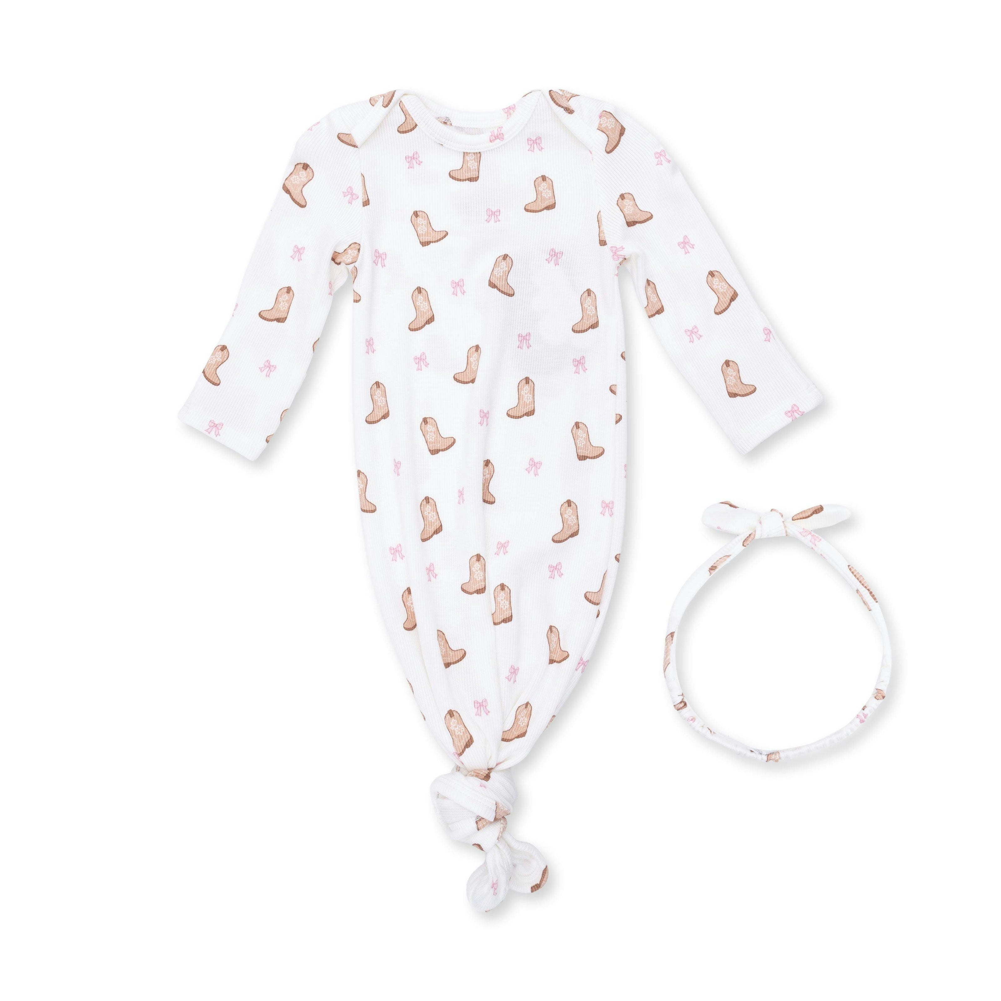 Mini Cowgirl Boots - Knotted Gown and Knot Headband