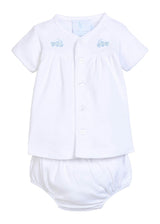 Pinpoint Layette Knit Set - Train