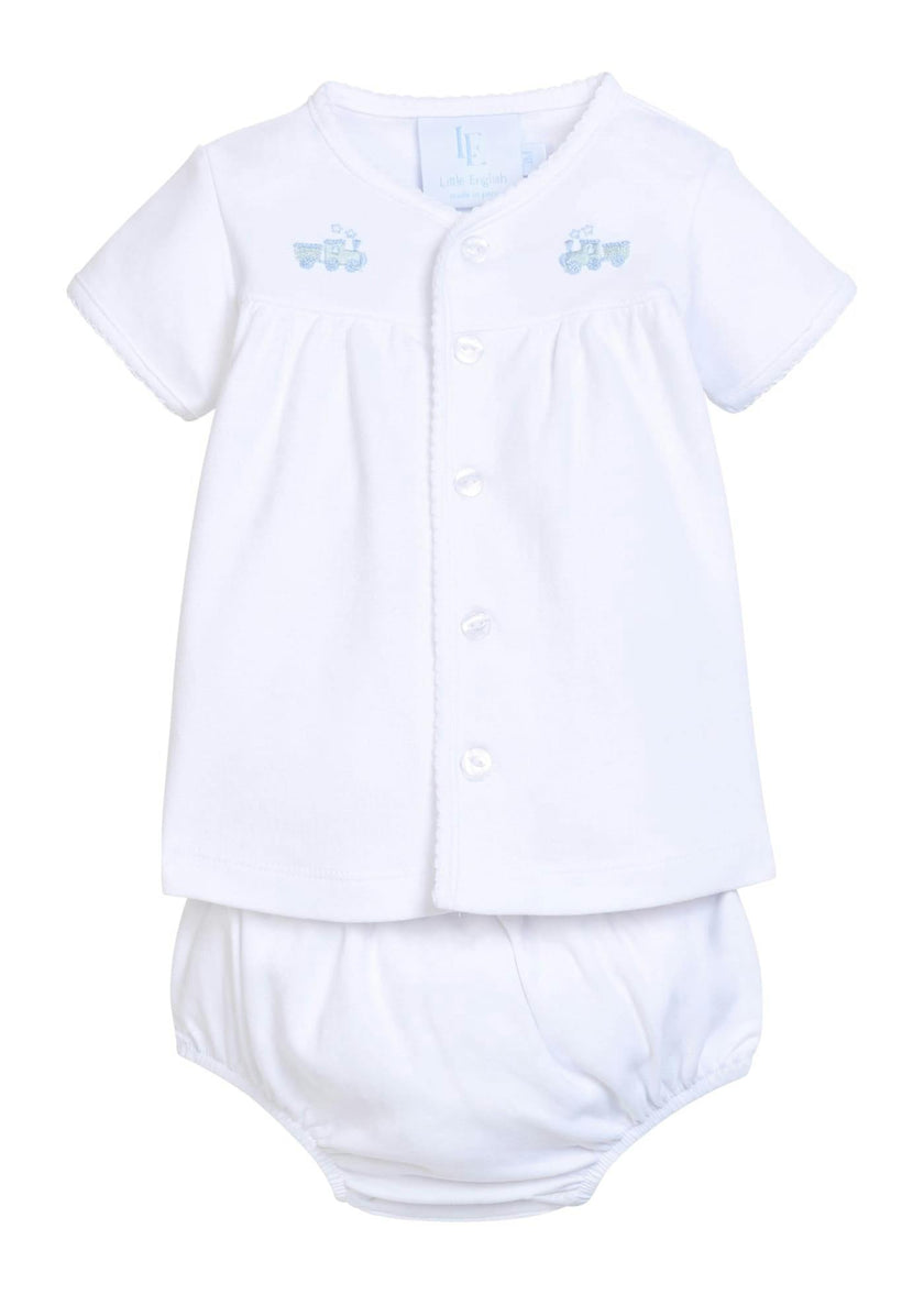 Pinpoint Layette Knit Set - Train