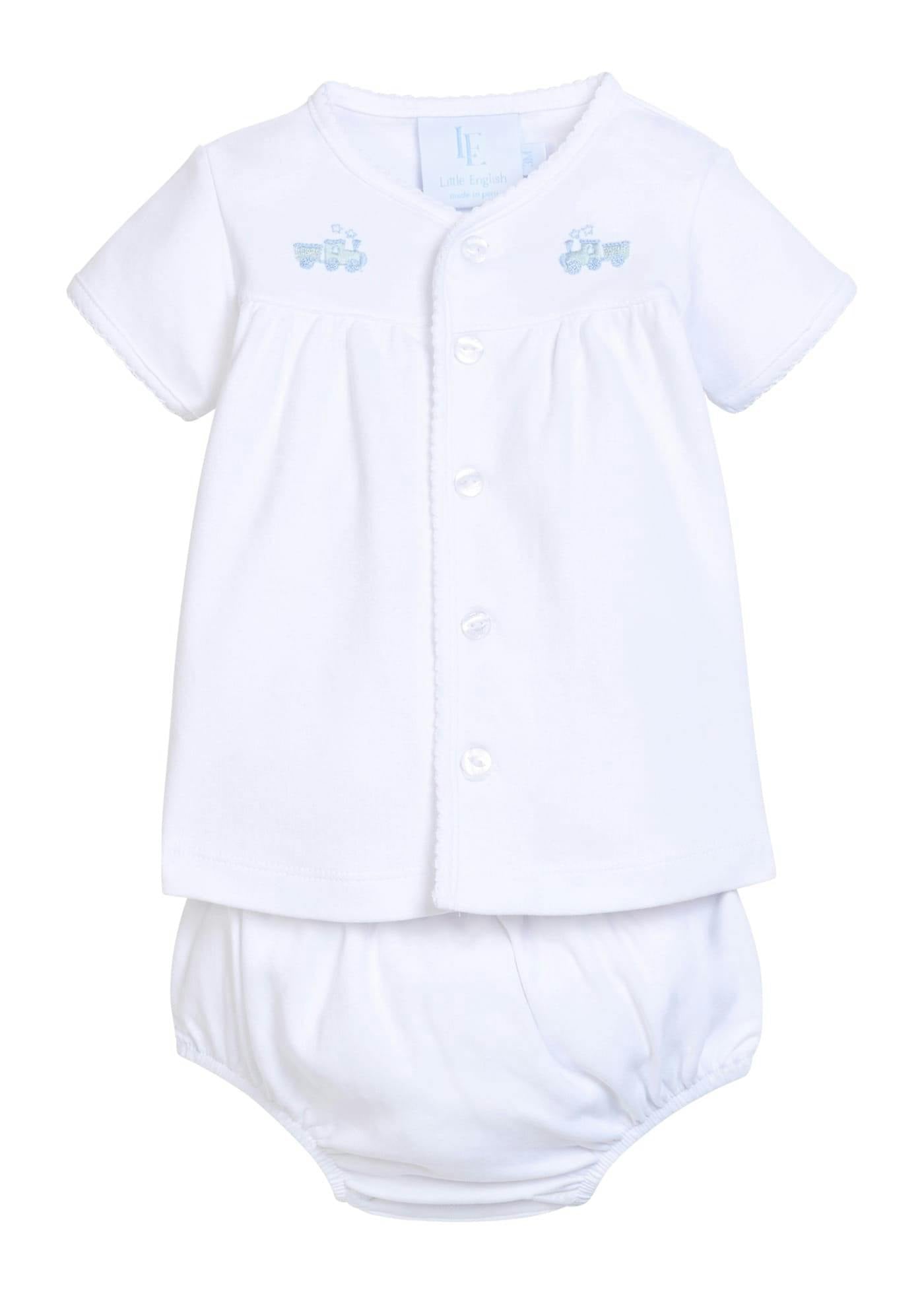 Pinpoint Layette Knit Set - Train