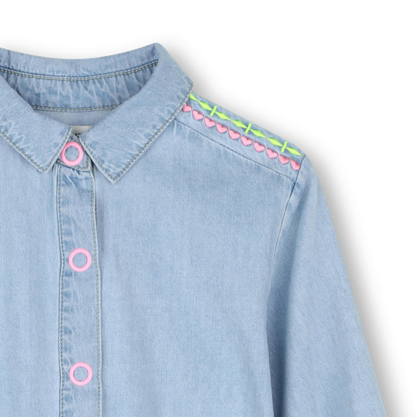 Light Denim Embroidered Dress