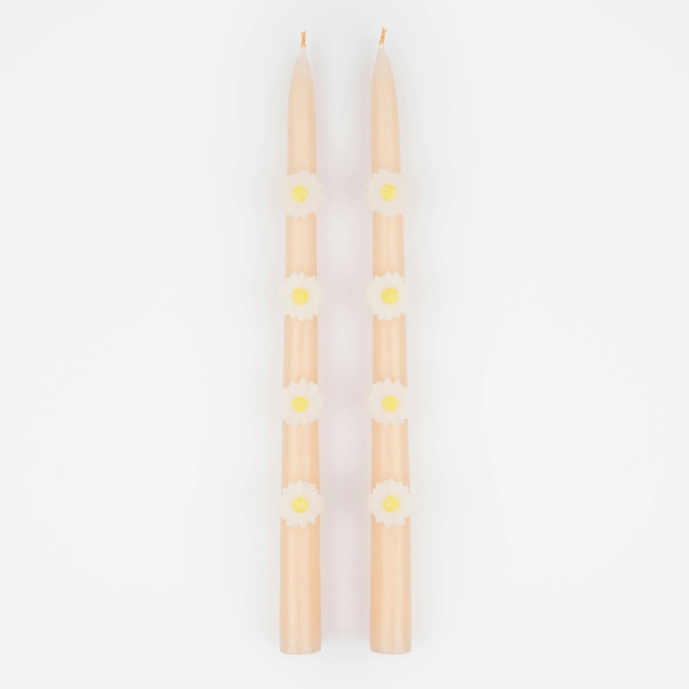 Pink Daisy Taper Candles