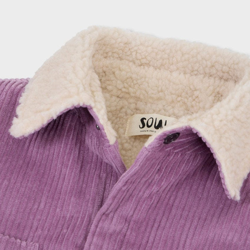 Organic Cotton Corduroy Shirt Jacket with Sherpa Lining