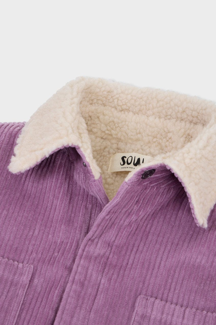 Organic Cotton Corduroy Shirt Jacket with Sherpa Lining