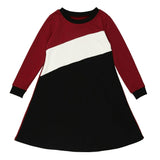 Tricolor French Terry Long Sleeve Dress