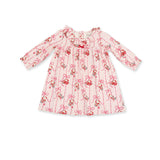 Bows & Santa - Knit Flame Resistant Long Sleeve Gown with Ruffle Collar