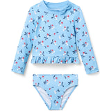 Recycled Cherry Rash Guard Swimsuit, Blue