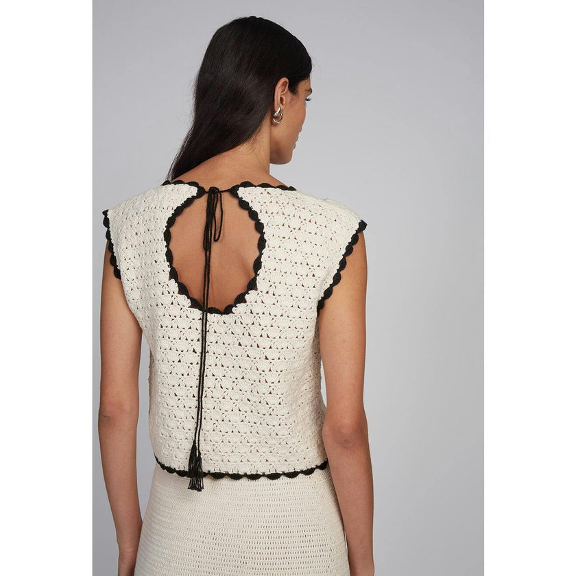 ZARIA CROCHET TOP | IVORY W/ BLACK TIPPING